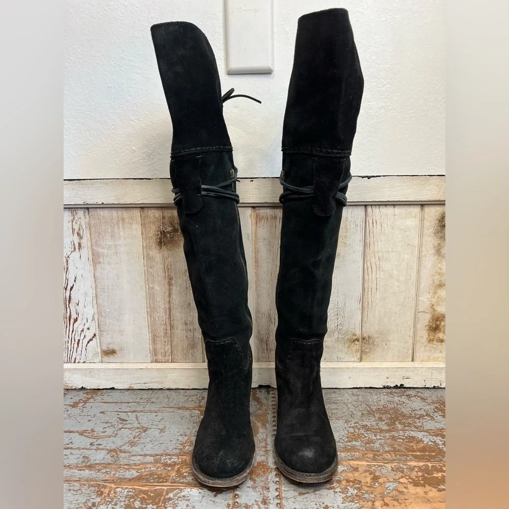 Freebird By Steven Brock Black Suede Over The Knee Boots